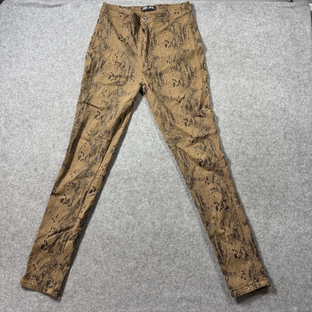 JC & JQ Women GP4108 Skinny Pants XL Brown Snakeskin Print Stretch Denim